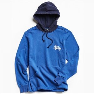 Stussy Blue Two-Tone Hoodie | Logo | Men’s S (Oversized Fit)